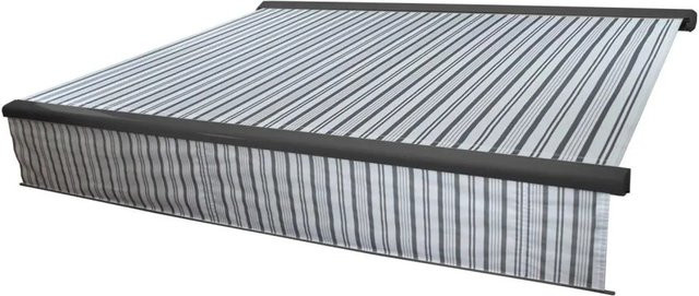 Elektrische Vollkassetten-Markise H124 mit ausfahrbarem Volant aus Polyester, B/T: 5 x 3 m, Grau/Weiß/Anthrazit - Bild 2