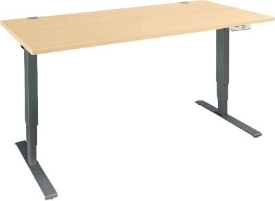 Schäfer Shop Genius Schreibtisch AERO FLEX, elektrisch höhenverstellbar, T-Fuß, Ahorn/anthrazit, B: 120 cm, T: 80 cm, H: 128 cm - Bild 1