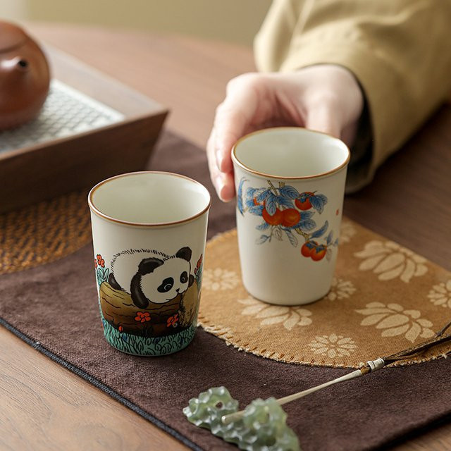 Ru Ofen Panda Keramiktasse in Weiß für Tee und Wasser - Bild 1