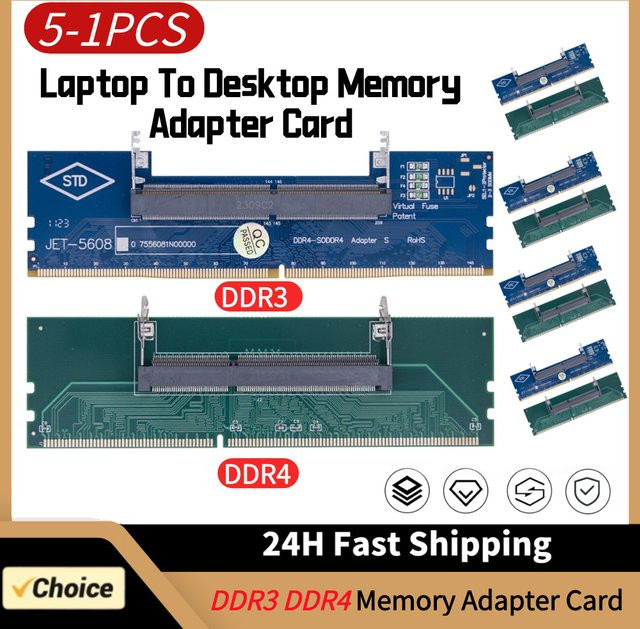 VODOOL DDR3 DDR4 Speicher Adapter Karte SO-DIMM zu PC DIMM für Laptop zu Desktop, grün - Bild 1