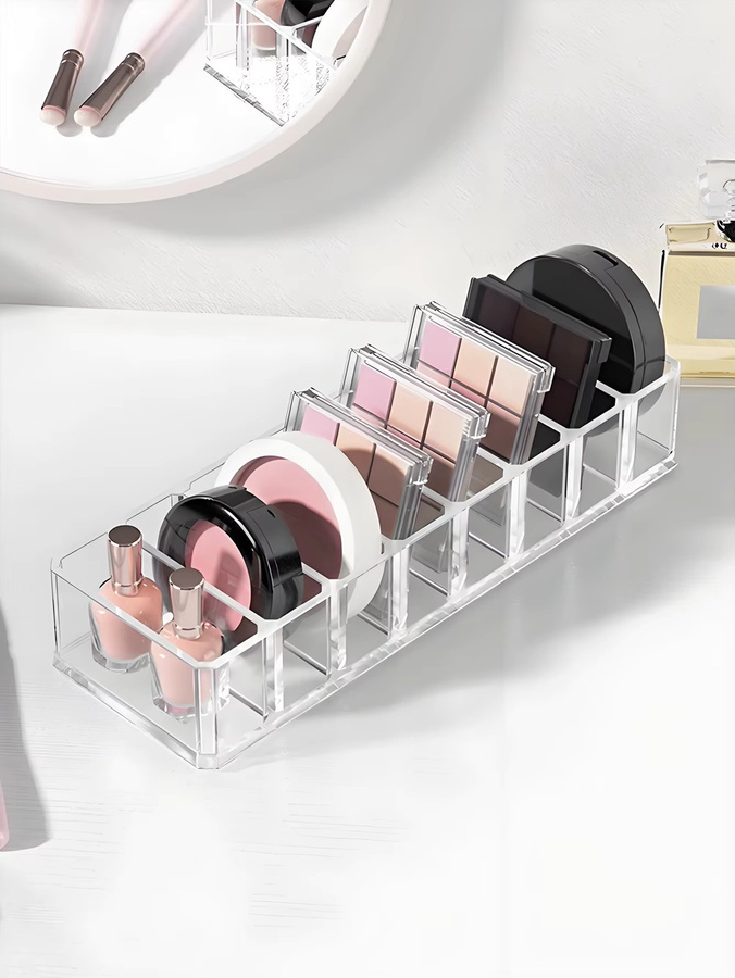 Transparenter Desktop-Organizer aus Kunststoff mit 8 Fächern für Make-up, Kosmetik und Büro-Zubehör - Bild 2
