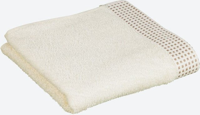 Modernes Frottee-Handtuch aus Baumwolle in Beige und Weiß, B/H: 50 x 100 cm - Bild 1