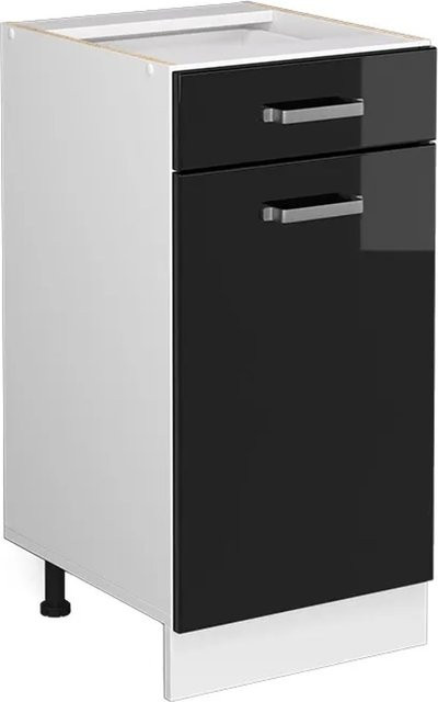 Vicco Küchenschrank R-Line Schubunterschrank in Weiß und Schwarz mit Hochglanz-Finish, Breite: 40 cm - Bild 2