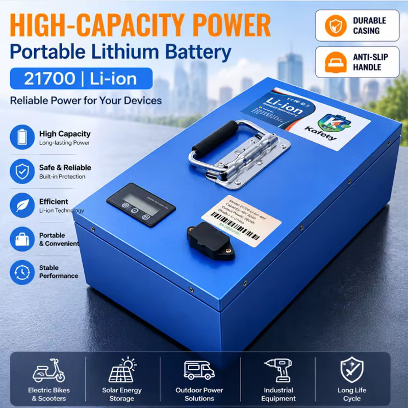 48V 30AH Lithium-Batteriepack mit 21700 Zellen in Blau für Elektrofahrrad, E-Bike und Roller (250W-2000W) - Bild 6