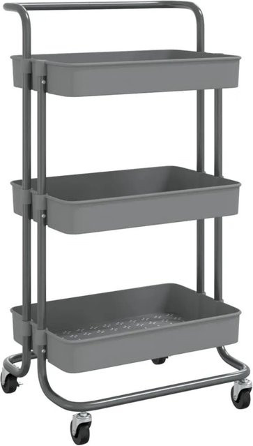 vidaXL Küchenwagen mit 3 Etagen in Grau aus Metall und Kunststoff, B/T/H: 42 x 35 x 85 cm - Bild 1