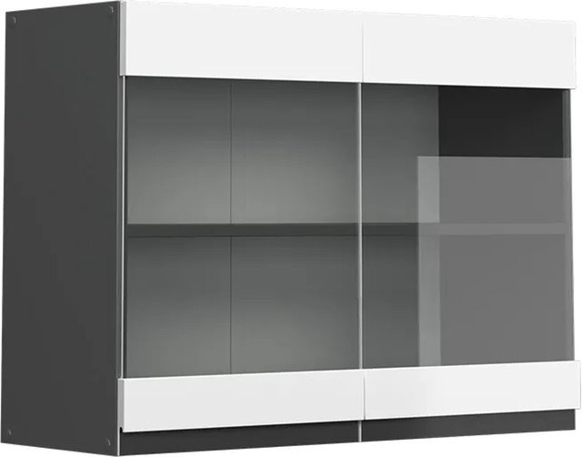 Vicco Küchenglasschrank R-Line Glashängeschrank Weiß/Anthrazit mit Glastüren, B/T/H: 80 x 31 x 60 cm - Bild 1