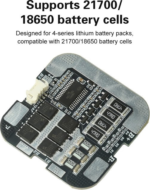 4S 60A Lithium-Batterie-Schutzplatine BMS mit aktivem Ausgleich für 21700/18650-Batterien in Schwarz - Bild 1