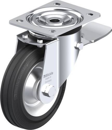 Blickle Lenkrolle L-V 162R-ST mit Feststeller in Schwarz und Silber, Rad-Durchmesser: 160 mm, Tragfähigkeit: 135 kg - Bild 1