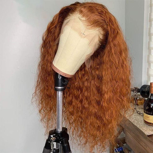 Giner Lace-Front-Perücke, synthetisch, lockig, Orange, 26 Zoll - Bild 1