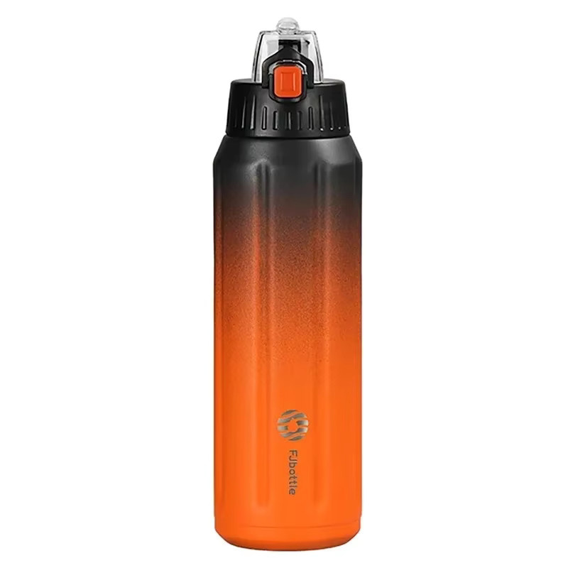 FJbottle Thermos-Wasserflasche aus Edelstahl in Schwarz und Orange, 600 ml, isoliert für heiß und kalt - Bild 7