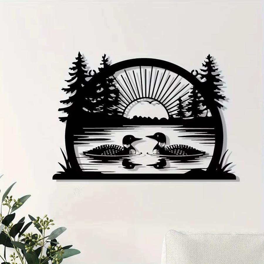 CIFBUY Rustikale Eisen-Wandkunst mit Tannenmotiv in Schwarz als wetterfeste Naturdekoration für Garten und Terrasse - Bild 4