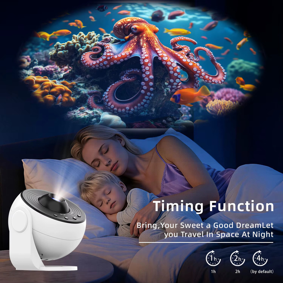 AUSYLE Galaxy Projector PRO Nachtlicht in Weiß mit 25 4K Projektionsmustern und modernem Design - Bild 5
