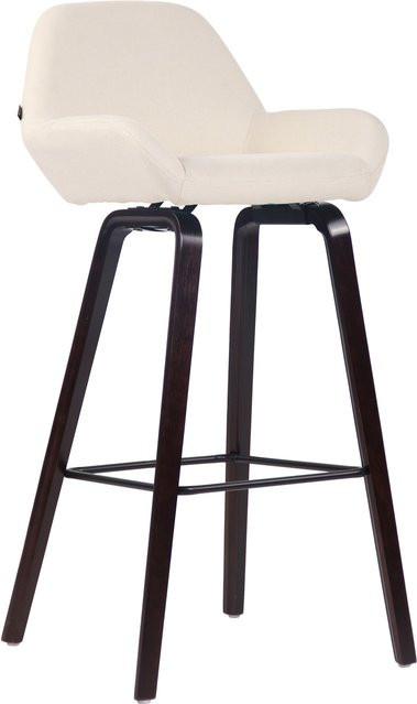 TPFLiving Barhocker Newnan mit 4-Fuß-Gestell in Walnuss Eiche und Stoff in Creme/Beige - Bild 1