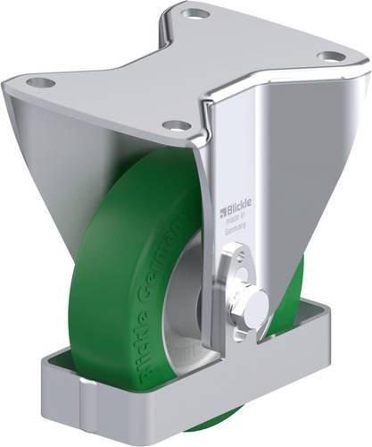 Blickle Stahlblech-Bockrolle BH-ALST 125K-3-FS in Silber und Grün mit 125 mm Rad-Durchmesser und 370 kg Tragfähigkeit - Bild 1