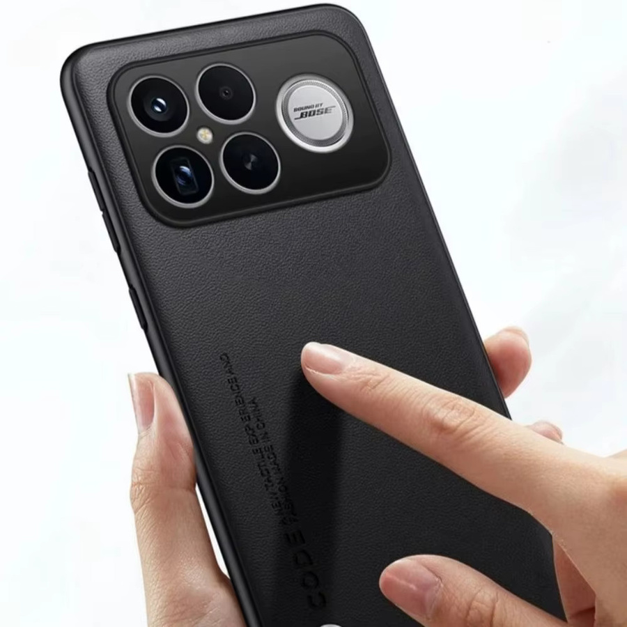Ultradünne vegane Lederhülle für Xiaomi Poco F8 Ultra Pro K90 Pro Max, stoßfeste Silikon-Schutzhülle in Schwarz oder Lila - Bild 1