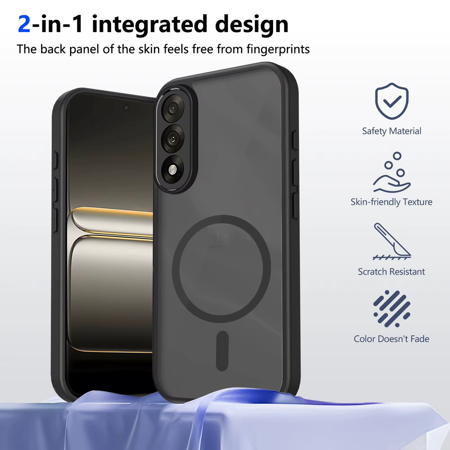Magnetische Matte Schutzhülle für OnePlus Nord 5 und OnePlus Ace5 Ultra in Schwarz Transparent mit Anti-Drop Funktion - Bild 2