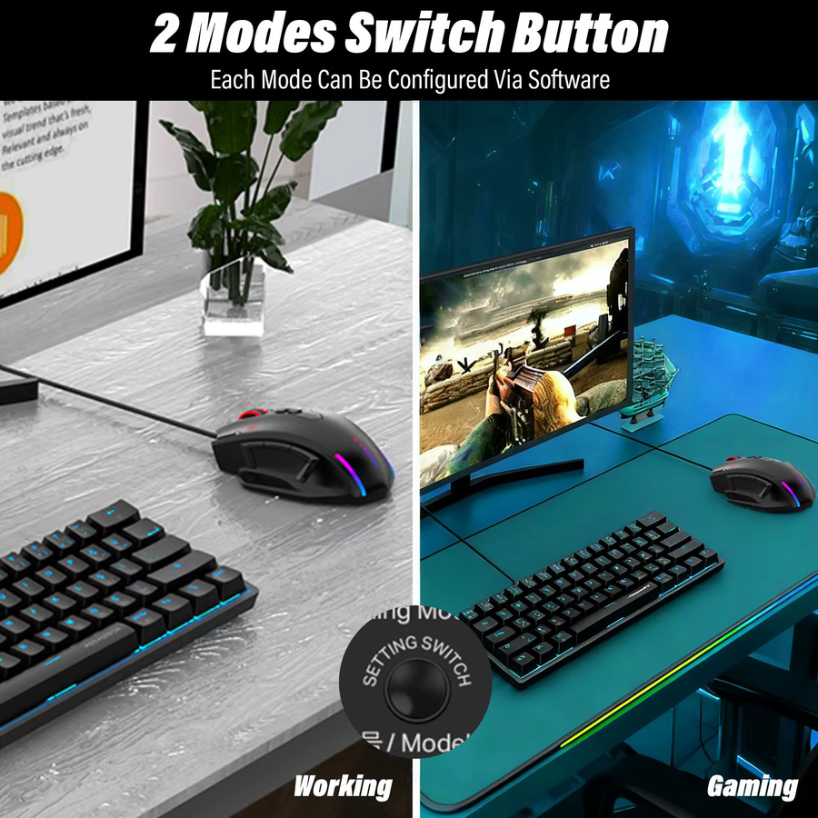 E-YOOSO X-41 Gaming-Maus mit RGB-Beleuchtung, 12400 DPI, 11 programmierbare Tasten und einstellbarem Gewicht in Schwarz - Bild 4