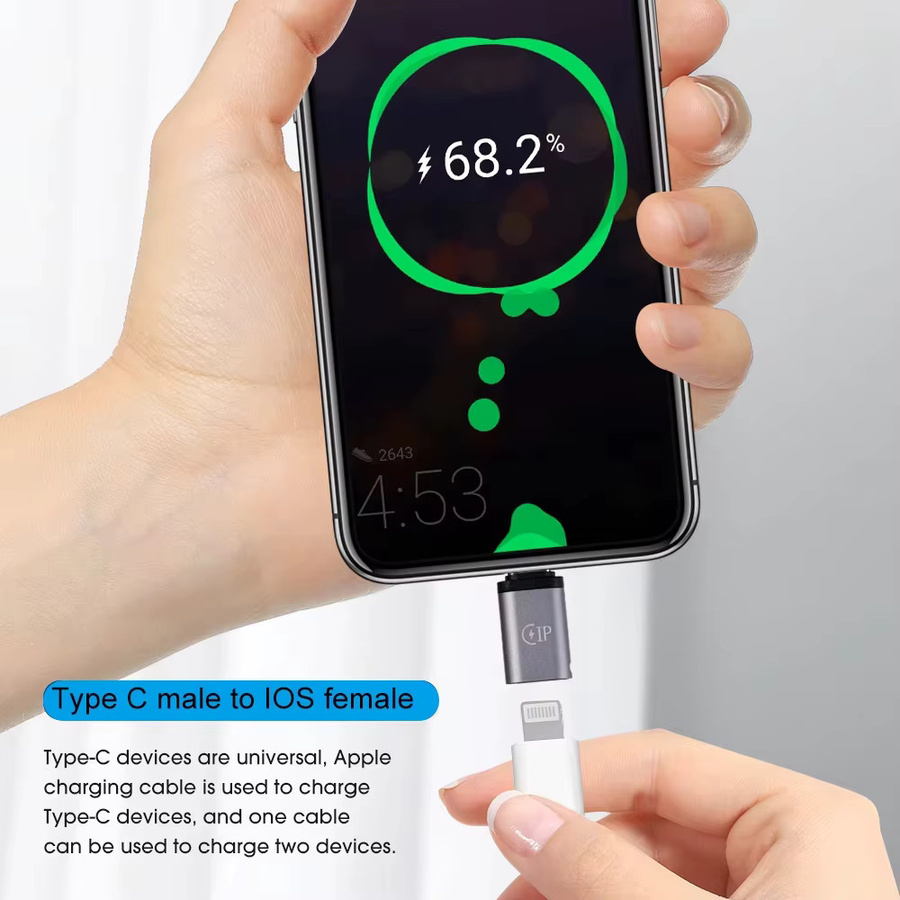 NNBILI USB-C zu Lightning Konverter Adapter in Silber für schnelles Laden von iOS-Geräten - Bild 3