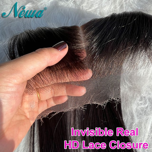 Newa Hair Human Raw Hair Frontalverschlüsse, Straight Body Wave, HD Lace - Bild 1