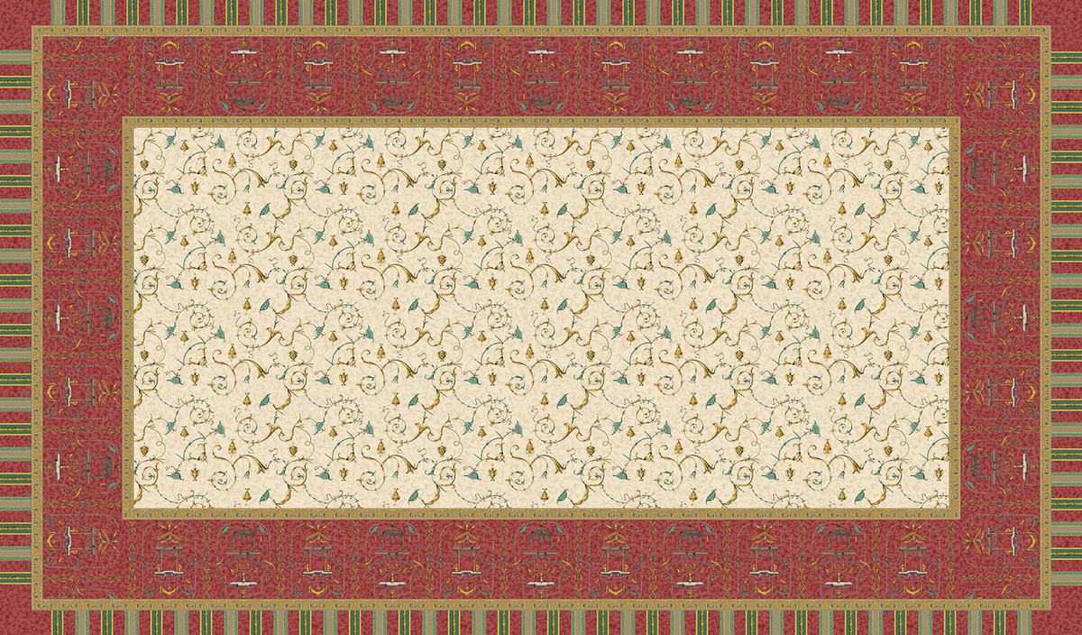 Bassetti Tischdecke Twill OPLONTIS aus Baumwolle in Rot mit floralem Muster - Bild 1