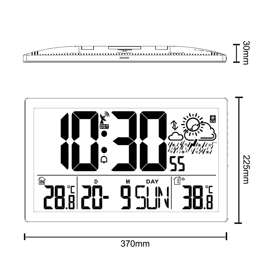 Digitale Wanduhr mit LCD-Wetterstation von MACLEAN in GrünBlau mit Thermometer und Datumsanzeige, B: 370 mm, H: 225 mm - Bild 3