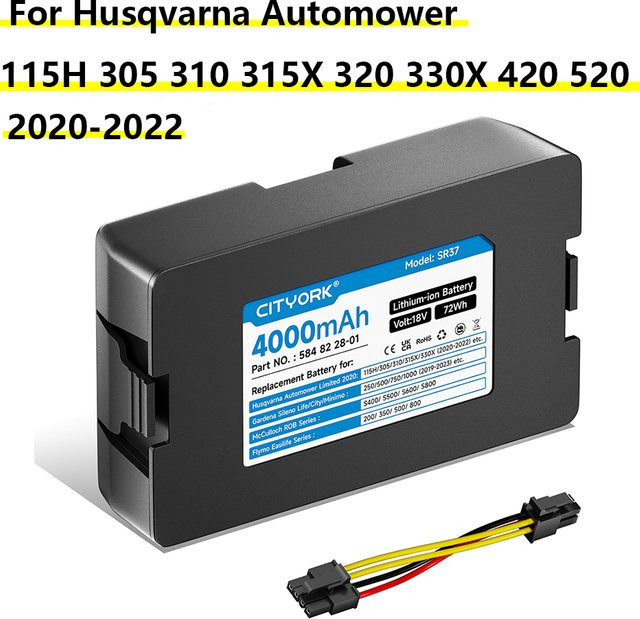Ersatz Li-Ionen-Akku 18V 4000mAh für Husqvarna Automower (2020-2022) und Gardena Sileno City (2019-2023), Farbe: Schwarz - Bild 1