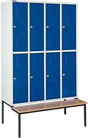 Schäfer Shop Select Kleiderspind mit 4x2 Abteilen, Sitzbank und Zylinderschloss, Farbe: Enzianblau - Bild 1