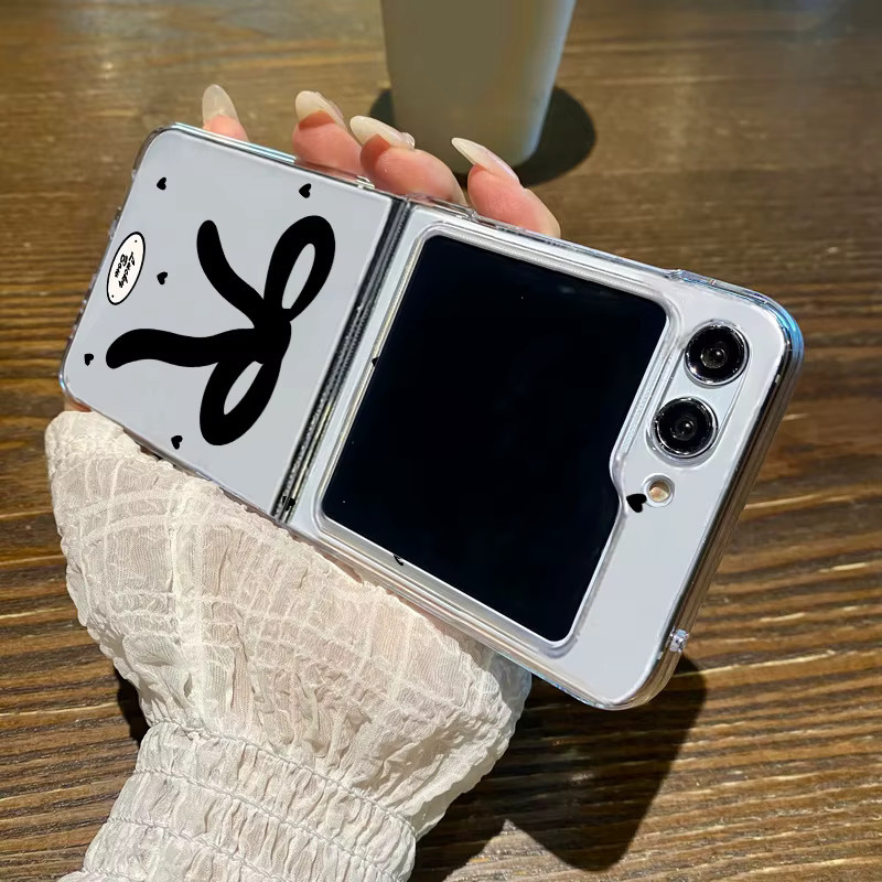 Transparente Folding Clear Case mit Schleifenmuster für Samsung Galaxy Z Flip 6 5G und Z Flip 5, harte PC-Schutzhülle in Transparent - Bild 6