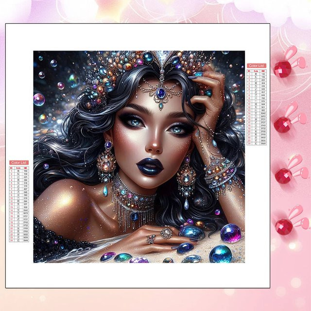 HUACAN Diamant-Malerei-Set Porträt für Erwachsene, rund, mehrfarbig - Bild 1