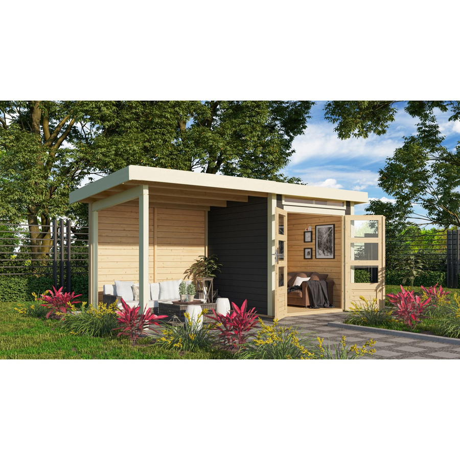 Karibu Holz-Gartenhaus Kumla 1 in Terragrau mit Pultdach und modernem Design, B/T: 200 x 200 cm - Bild 2