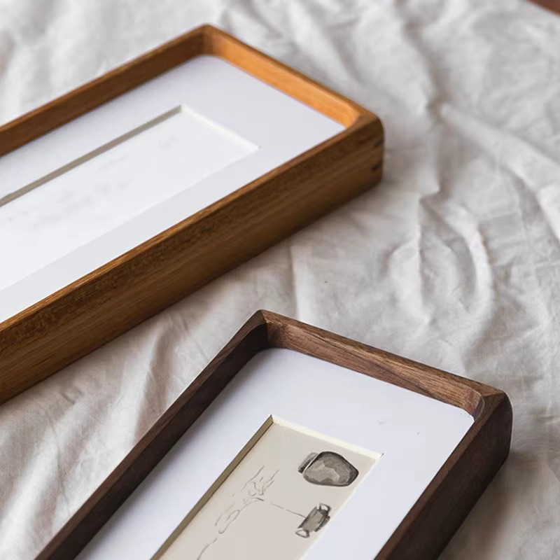 ANGDUO Bilderrahmen aus massivem Walnussholz in Braun, rechteckiger Desktop-Displayrahmen für Fotos und Kunstwerke im minimalistischen Design - Bild 1
