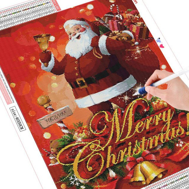 FIYO Diamond Painting Weihnachtsmann Mosaik Stickerei mit Cartoon-Motiv, Mehrfarbig, B x H: 20 x 30 cm - Bild 1