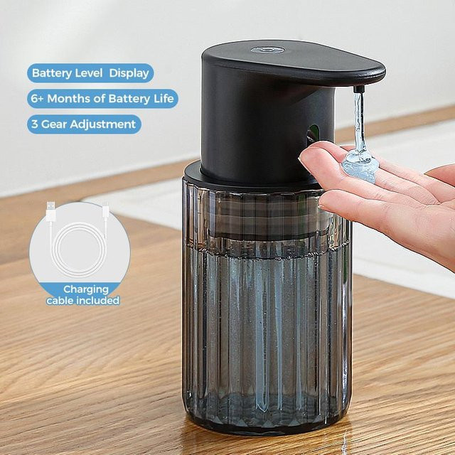 Xiaomi-1 Automatischer Flüssigseifenspender USB wiederaufladbar, berührungslos, Schwarz, 300 ml - Bild 1
