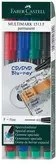 Faber-Castell Multimark 1513 Folienstifte, 4er-Set, permanent, Farben: Blau, Grün, Schwarz, Multicolour, Strichstärke: 0,4 mm, fein - Bild 3
