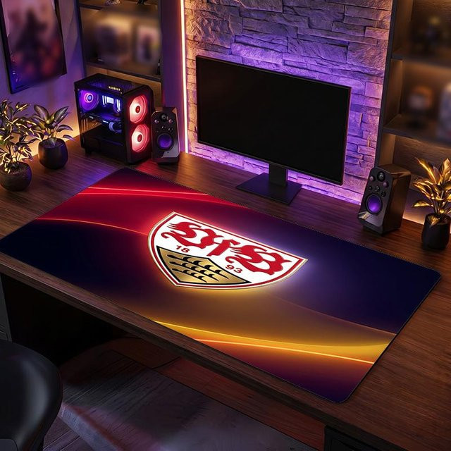 WildHue B VfB Stuttgart Fußball Gaming Mauspad, Anti-Rutsch Schreibtischmatte, B: 100 cm, T: 50 cm, Farbe: Multicolour - Bild 1