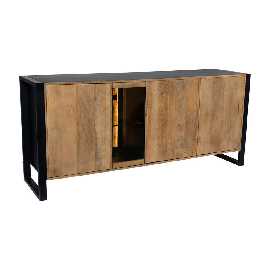 DELUKE Sideboard LIV aus Mangoholz in Schwarz Matt im Industrial-Look, B/T/H: 81 x 47 x 180 cm - Bild 2
