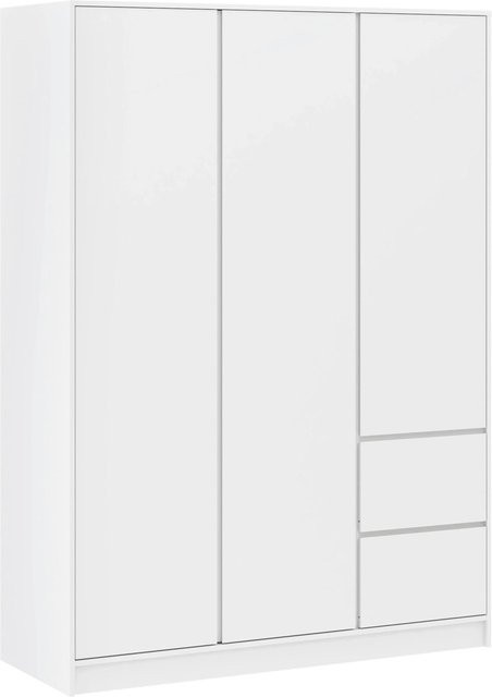 Mömax Kleiderschrank Basit Weiß Anthrazit Modern mit Push-to-Open und Schubladen B/T/H: 147 x 57 x 206 cm - Bild 1