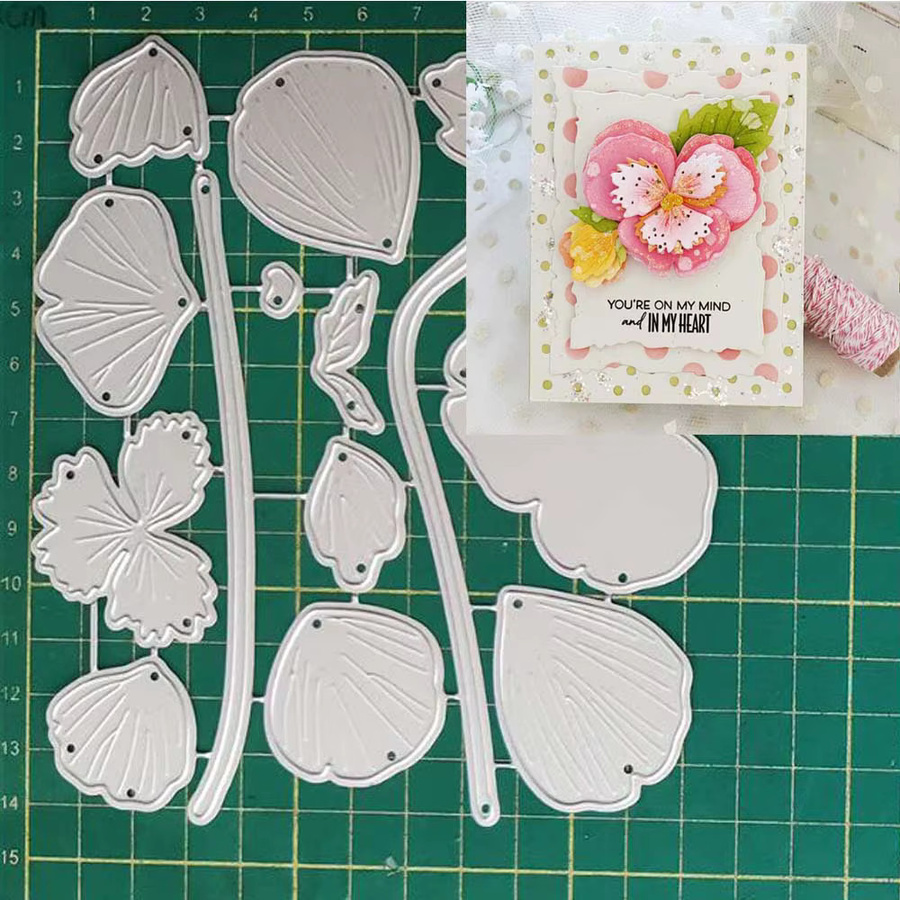Dekorative Metall-Schablonen für Scrapbooking und Bastelarbeiten mit Blumenmotiv in Silber - Bild 2