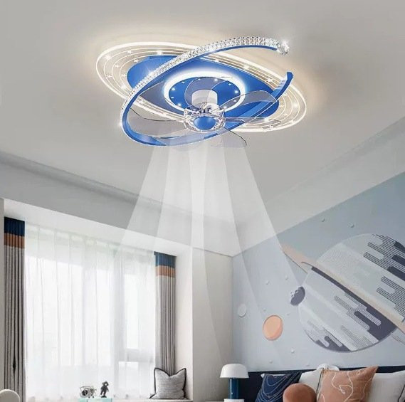 JIANKEXING Moderne Pendelleuchte mit Sternenhimmel-Effekt und Schüttelventilator für Kinderzimmer und Schlafzimmer - Bild 1