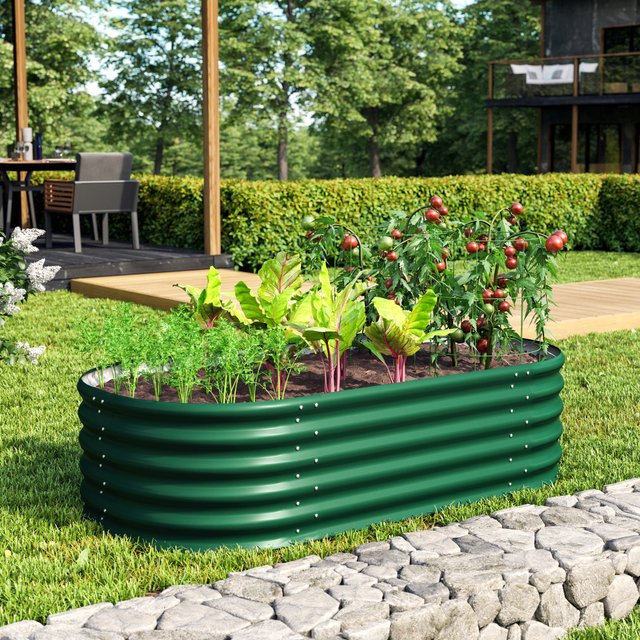 Vitavia Hochbeet Terra 401 aus Zincalume Stahlblech, grün, B: 82,1 cm, H: 40,1 cm, T: 162,1 cm - Bild 1