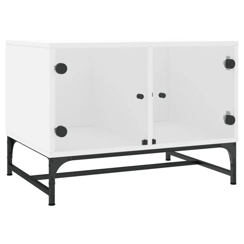 Vidaxl Couchtisch Modern in Weiß mit Glastür aus Holzwerkstoff und Glas, B/T/H: 68,5 x 50 x 50 cm - Bild 2
