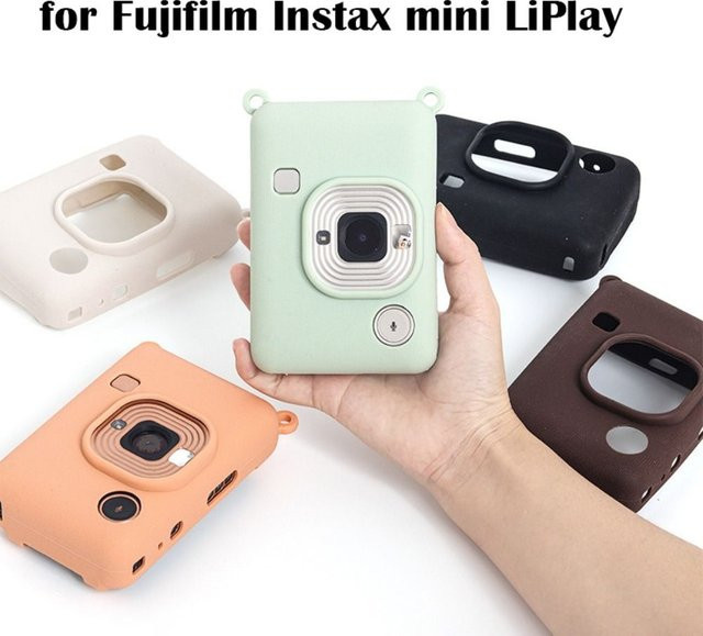 Stoßfeste Silikon-Schutzhülle für Fujifilm Instax Mini Liplay in Weiß und Grün - Bild 1