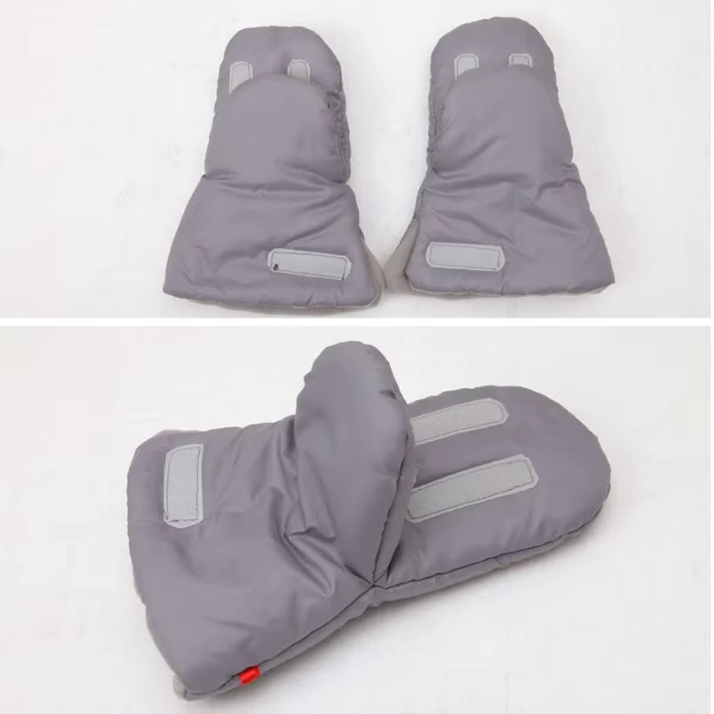 Warme Kinderwagen Handmuff aus Fleece und Pelz in Grau, Wind- und wasserdichte Handabdeckung für Kinderwagen Zubehör - Bild 2