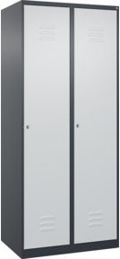 C+P Spind Classic PLUS Spind mit 2 Abteilen, Farbe Anthrazitgrau/Lichtgrau, mit Zylinderschloss, 4 Garderobenhaken und Trennwand, Höhe: 185 cm, Breite: 80 cm, Tiefe: 50 cm - Bild 1