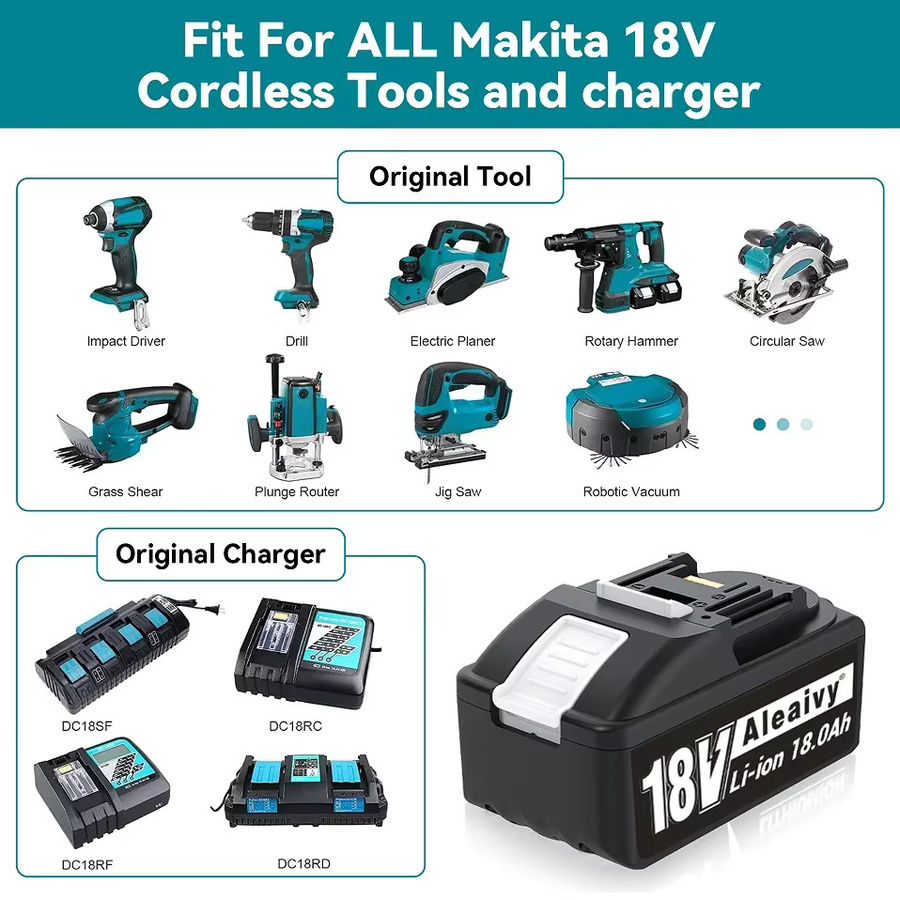 Reoaoone Akku Kompatibel mit Makita 18V 21700 A + Zelle Batterie 18 Ah für Hammer Bohrer und Power Werkzeuge - Bild 4