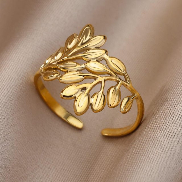 YIRAN Edelstahlring, Gold, Vintage, Damen - Bild 1