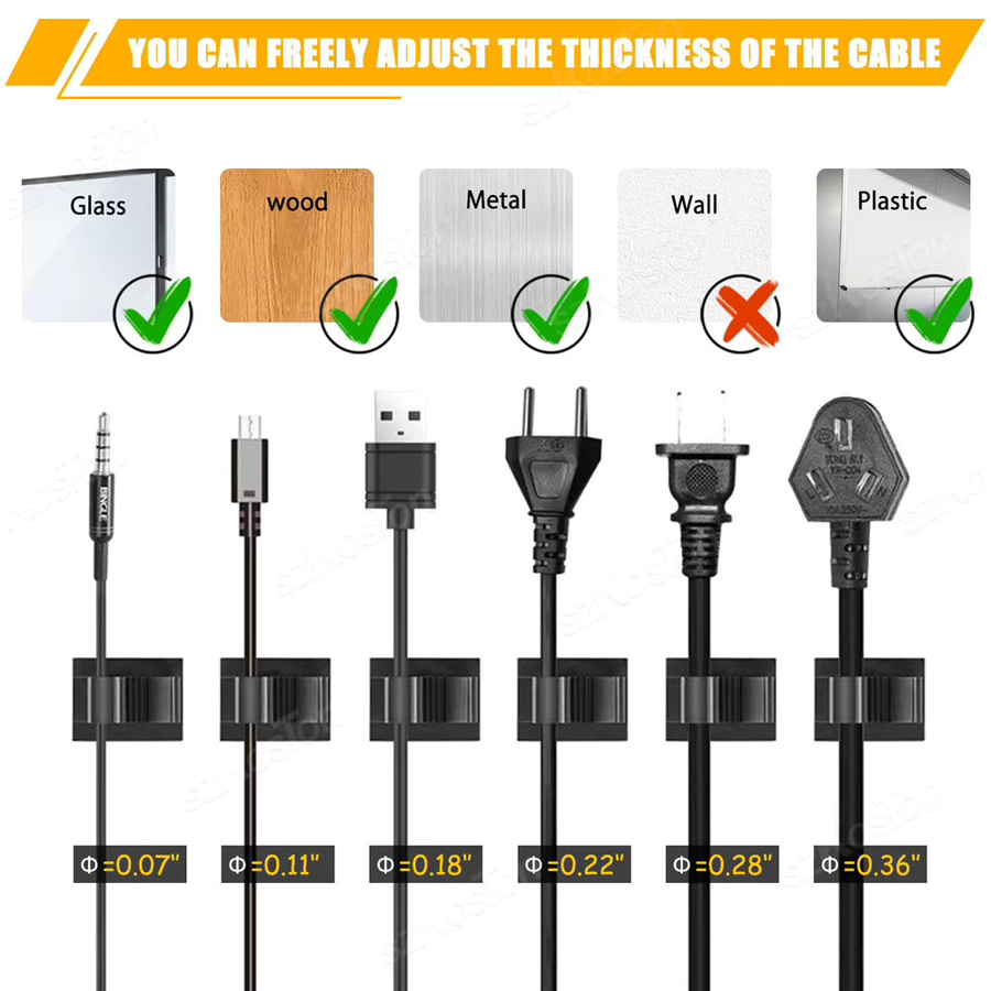 100 Stück Selbstklebende Kabel Organizer Clips in Schwarz zur Kabelmanagement Klemme für TV und Ladekabel - Bild 2