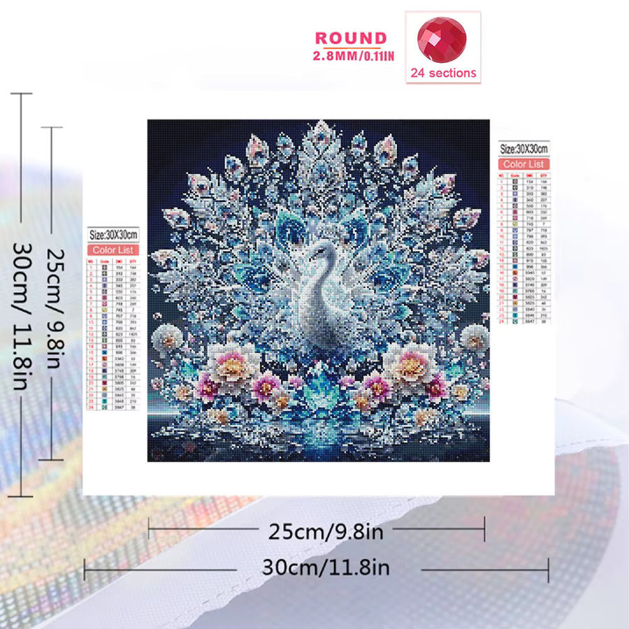 EverShine DIY Diamond Painting Set Pfau Mosaik mit runden Steinen in Multicolour, B/H: 20 x 20 cm - Bild 2