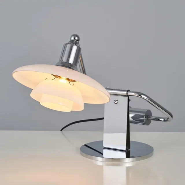 ZIMULONG Klassische Tischlampe im Vintage-Stil mit Glas und verstellbarem Langarm in Transparent oder Weiß - Bild 1
