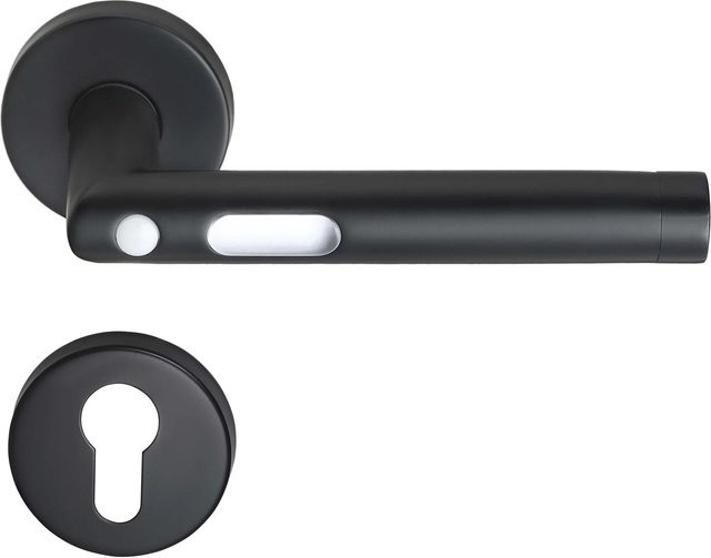 MeinTürgriff Orbit LED-Türdrücker Drückergarnitur in Schwarz Matt mit PZ-Funktion - Bild 1